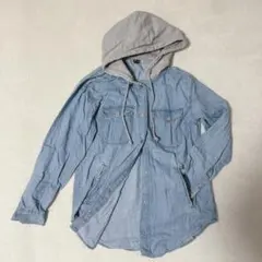 H&M DIVEDED◇デニムシャツ フード付 パーカー レイヤード S