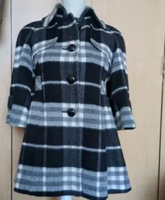 【中古】バーバリーブルーレーベル チェック柄 Aラインコート 7分袖 サイズ36