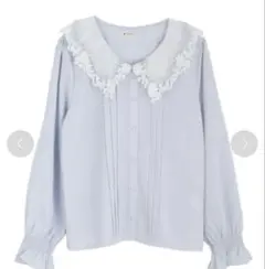 axes femme レースカラーブラウス ブルー