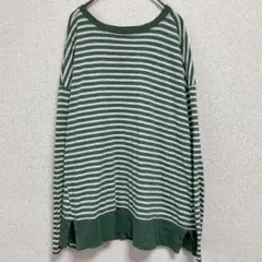 LOU & GREY ボーダー柄チュニック グリーン系 Lサイズ