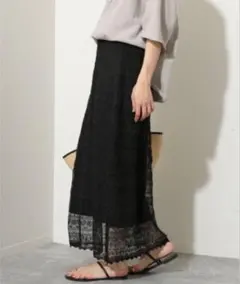 IENA コットンレースティアードスカート ブラック38 - メルカリ