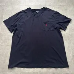 ラルフローレン ワンポイント刺繍 ポケットT シャツ XXL ネイビー ロゴ