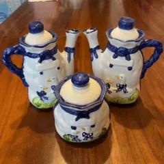 陶器製 醤油さし・調味料入れ 3点セット