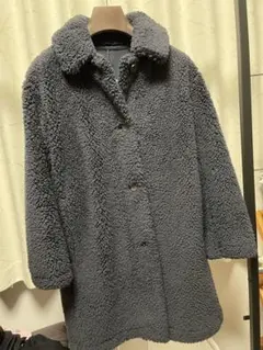 ネイビー　ボアジャケット ロング丈