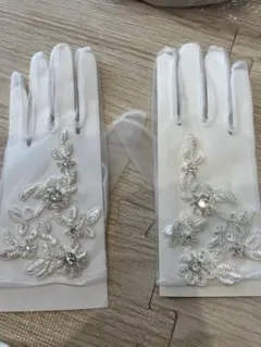 ウェディンググローブ ビーズ刺繍 ホワイト