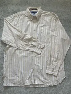TOMMY HILFIGER ベージュストライプ長袖シャツ