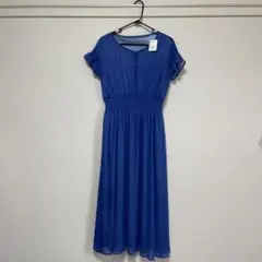 【Earth music&ecology】半袖ロングワンピース 青