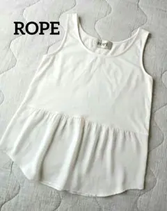 ROPE ロペ タンクトップ ノースリーブ 異素材切り替え ペプラム ホワイトのサムネイル