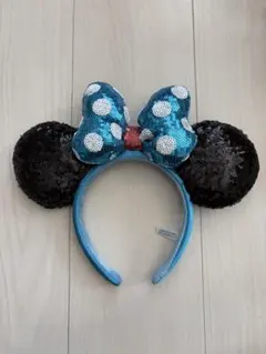 ディズニー カチューシャ ミニー 水色ドット スパンコール 水玉