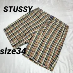 【訳あり】STUSSY チェック柄 ショートパンツ ハーフパンツ サイズ34