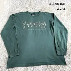 【✨美品】スラッシャー タイガーカモ ロンT フレイムロゴ XL スケーター