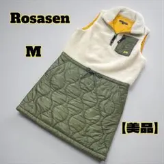 【美品】Rosasen 異素材ワンピース 白×カーキ ボア 中綿 ゴルフウェア