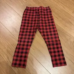 赤と黒のチェック柄レギンス 90cm