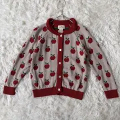 Konges Sløjd　リンゴ柄襟付きニットカーディガン　3Y◆ A902