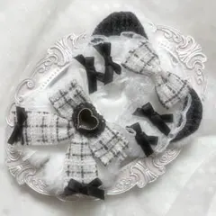 ぬい服　着ぐるみ　10〜12cm用　ホワイト ブラック くま チェーンフック付き