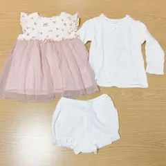 BEBEベビー服 80 90 セットアップ ワンピース 結婚式フォーマル 花柄