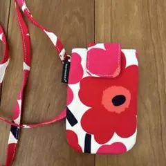marimekko ウニッコ柄　赤　スマホショルダーバッグのサムネイル