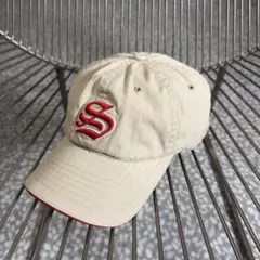 【縁ライン、希少L-XL】オールドステューシー古着ストリート帽子キャップ刺繍