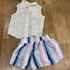 ノースリーブシャツとストライプショートパンツ 90cmのセット
