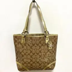 本物 COACH コーチ ヘリテージ シグネチャー トートバッグ スタープリントのサムネイル
