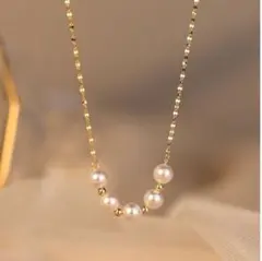 ネックレス　k18 サージカルステンレス　パール　ゴールド　フォーマル　金アレ