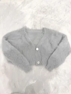水色　ファー風カーディガン　グレイル