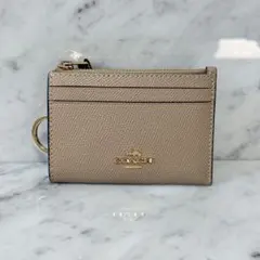 COACH コーチ コインケース 小銭入れ ジップ ベージュ 本革 レザー