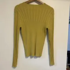 センスオブプレイスリブ編み マスタード色 長袖ニット