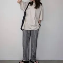 リネン ワイドパンツ