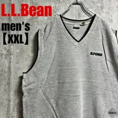 a146【L.L.Bean】ワンポイント刺繍　ベスト【メンズXXL】グレー