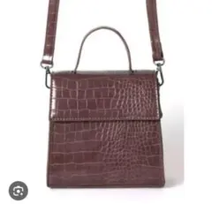 ブラウン クロコダイル風 ショルダーバッグ