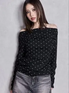 GYDA ドット柄 オフショルダー 長袖 トップスのサムネイル