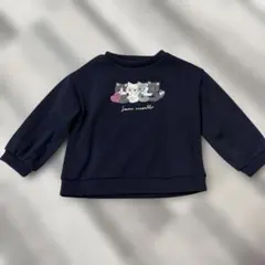 【冬物セール】美品any FAM 猫ちゃんハートチャーム裏起毛トレーナー　90