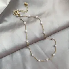 パールチェーン ネックレス ゴールド シンプル パーティ 結婚式