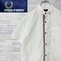 FRED PERRY フレッドペリー 半袖シャツ BDシャツ ロゴ刺繍 白 Sのサムネイル
