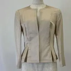 ANAYI アナイ ノーカラー ペプラムジャケット ベージュ 36 S相当