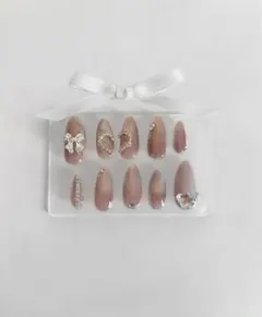 ネイルチップ マグネット フラッシュ りぼん ハート ロングネイル