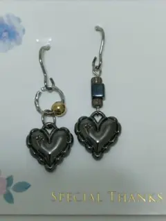 ハート(メタルブラック)　ピアス