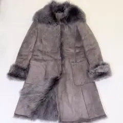 リアルムートンコート ファーコート ロングコート グレー リアルファー