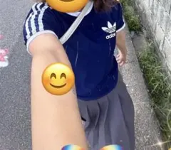 adidas ネイビー ストライプ Tシャツ Sサイズ