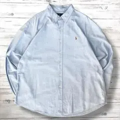 ラルフローレン 長袖シャツ 刺繍ロゴ 水色 XXL 1716