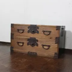 希少】明治期 骨董 懸硯様式 入れ子箱 セット 鉄包角 鋲留め鉄金具 船
