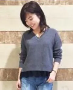 ラウンジドレス　レースインナー付きニット