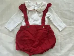jacadi ジャカディ 赤いサロペットとロンパースのセット　6m/67cm