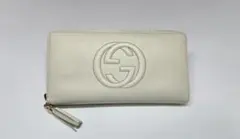 美品✨️GUCCI インターロッキングG 三つ折り財布 ホワイト - メルカリ
