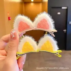 ふわふわ 猫耳 ヘアピン 5個セット カラフル 可愛い ハロウィン ヘアアクセ