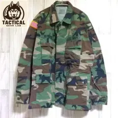 美品 米軍実物 部隊章 アメリカ国旗 ウッドランド コンバットジャケット 後期型