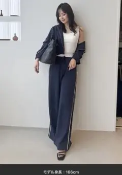 SNIDEL UVカットスウェットワイドパンツ ネイビー M