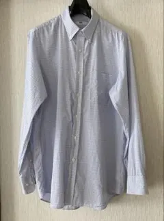 UNIQLO 長袖シャツ L 青のチェック柄
