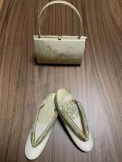 和装用　礼装　佐賀錦　Ｍ〜Ｌサイズ　留袖用 日本製 草履バッグ ゴールド 花柄